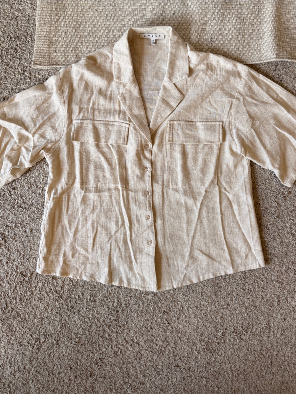 HYFVE Cream Button-Up Short Sleeve Utility Blouse